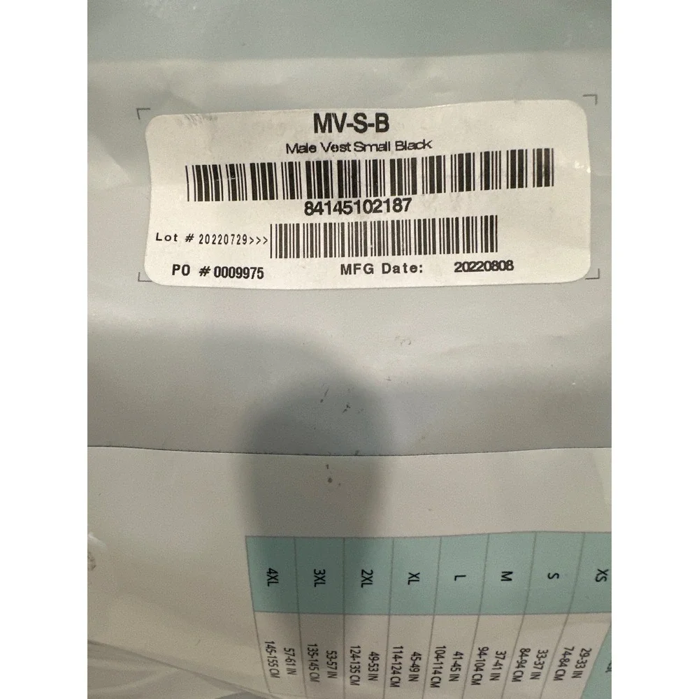 Marena Recovery Male Compression Vest Style MV Small Black Post-Surgical Support